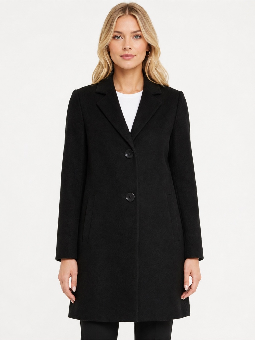 Sam Edelman Black Wool Blend Tailored Blazer Coat Size 8 nbnn